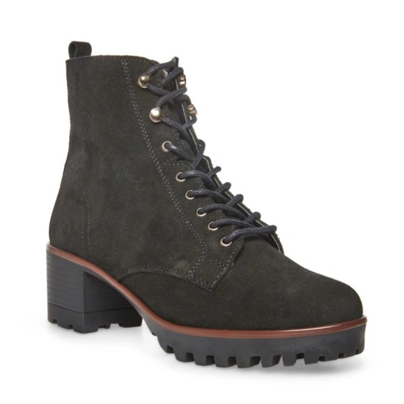 Anne Klein Shoes - Anne Klein Womens 8.5 Abott Black Leather Suede Combat Boot New